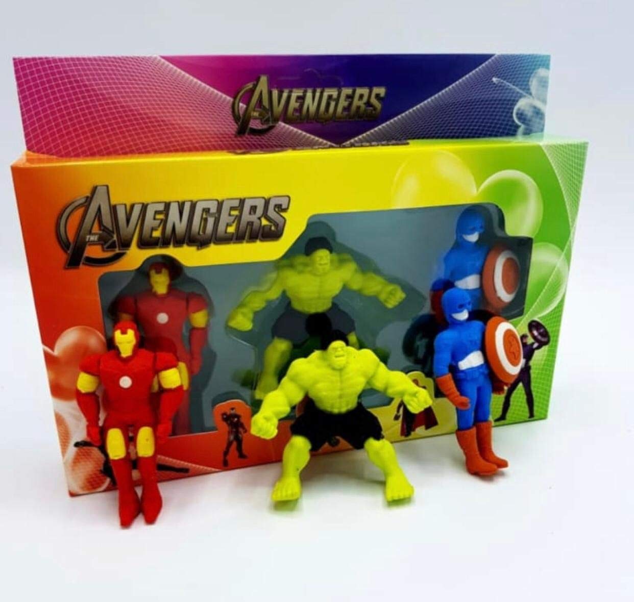 Agile Marvel Avenger Superhero Pencil Eraser for Kids - Hulk, Captain America, Iron Man- Set of 1 (Pack Include 3 Erasers)