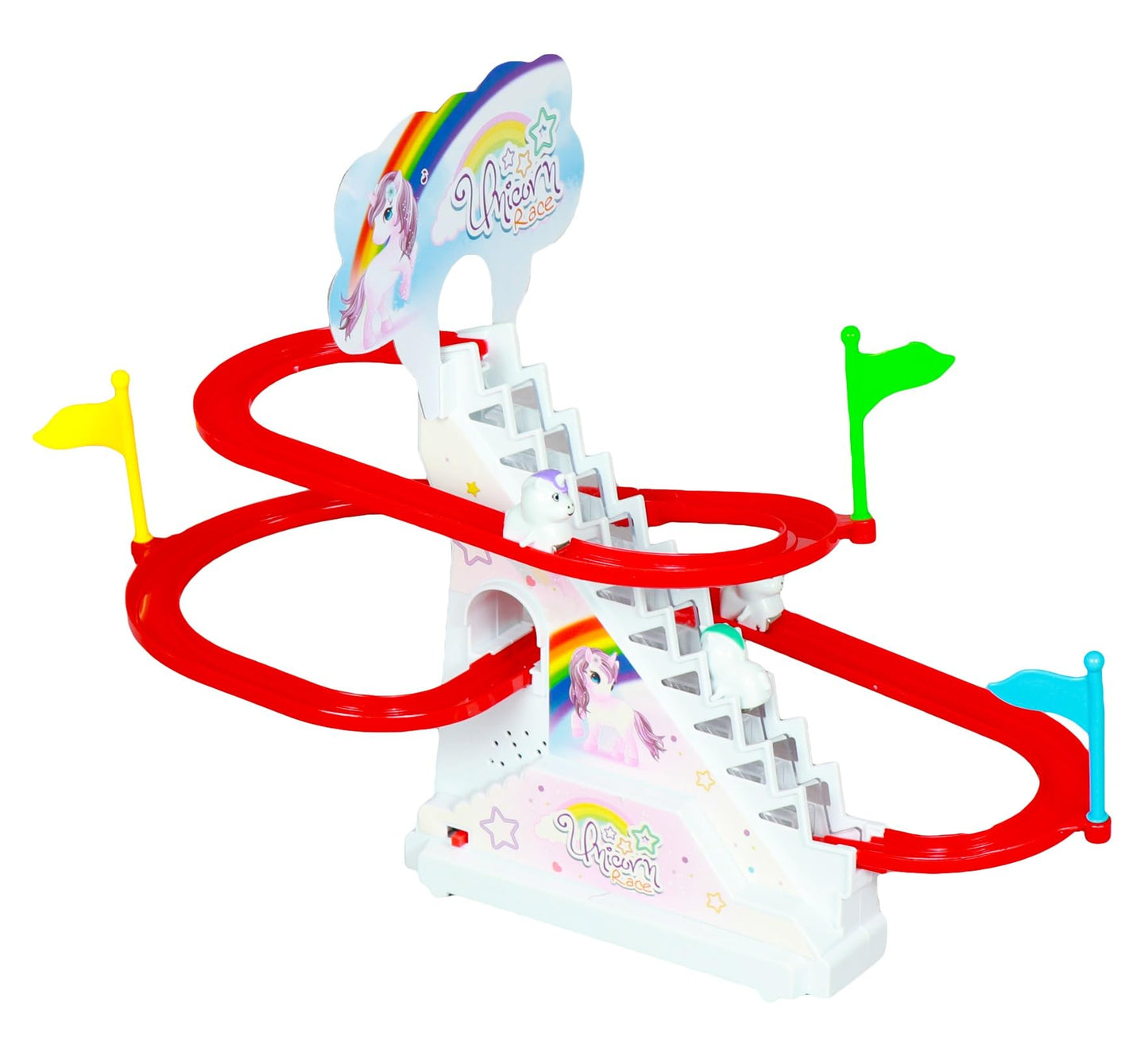 AGILE Track Racing Toys for Kids - Small Stair Climbing Toys for Kids, Escalator Toy with Lights and Music (Design 3)