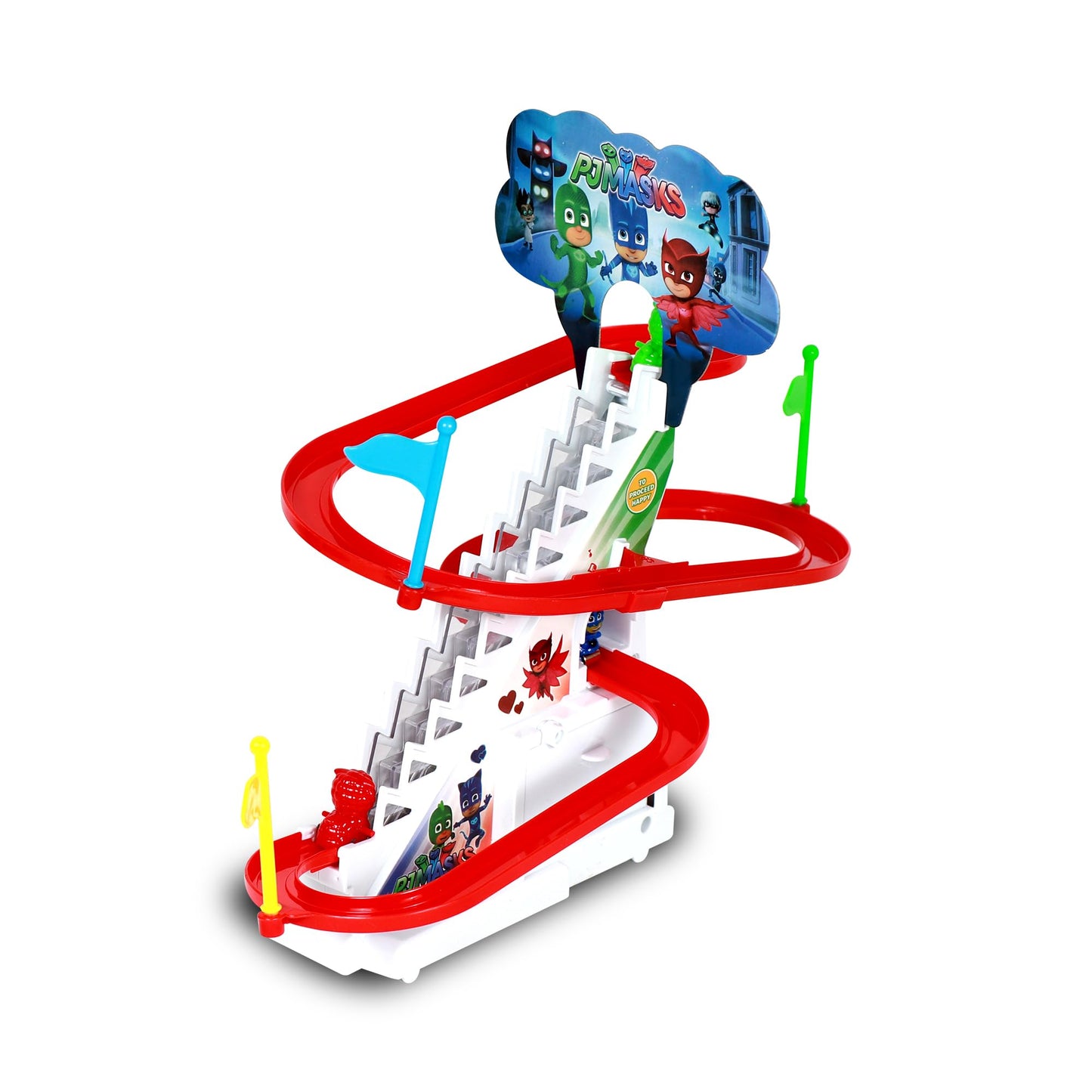 AGILE Track Racing Toys for Kids - Small Stair Climbing Toys for Kids, Escalator Toy with Lights and Music (Design 3)