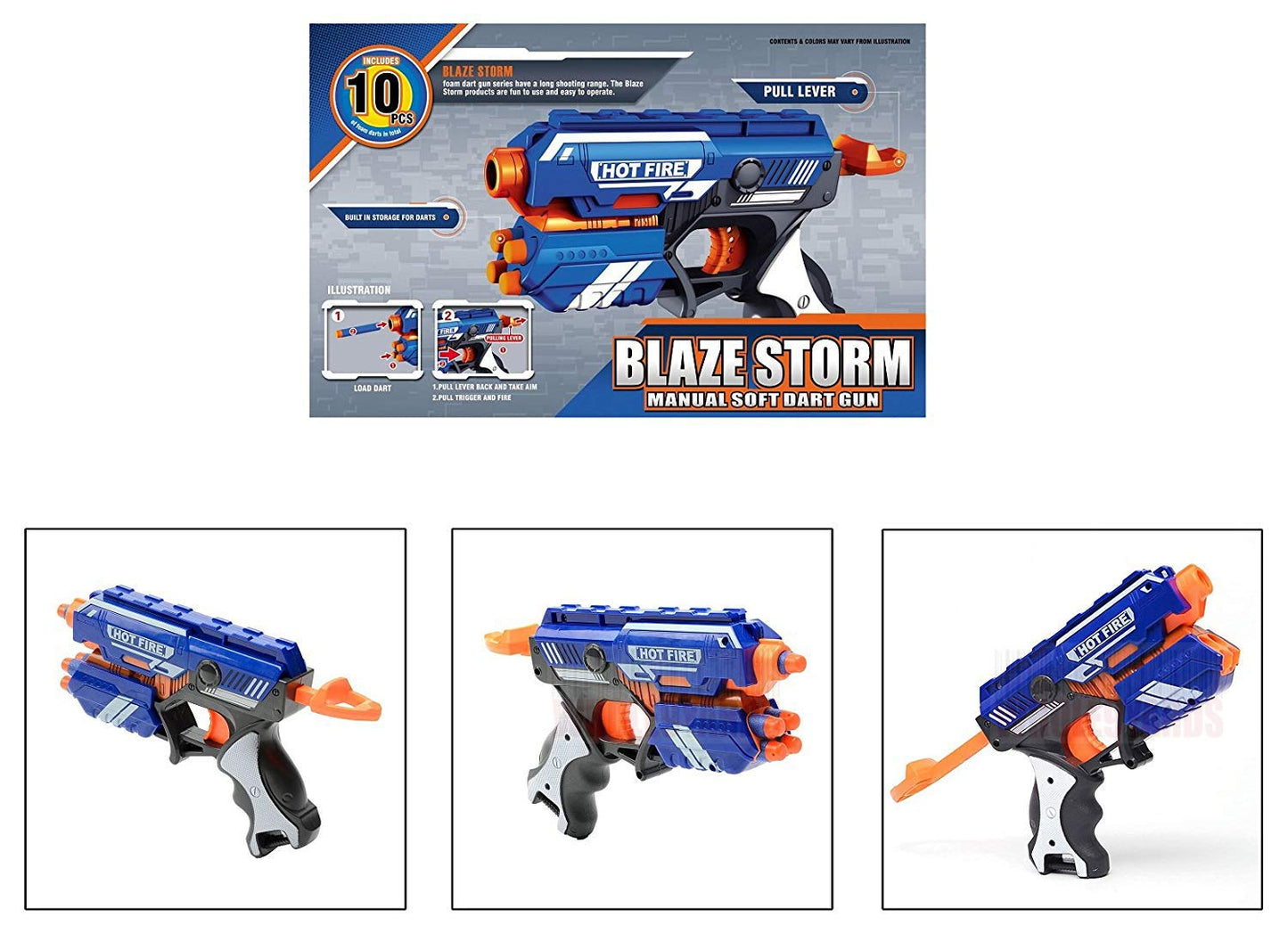 Agile Soft Bullet Gun Hot Fire Shooting Gun Toys with 5 Foam Bullets & 5 Suction Guns & Darts (Blue)