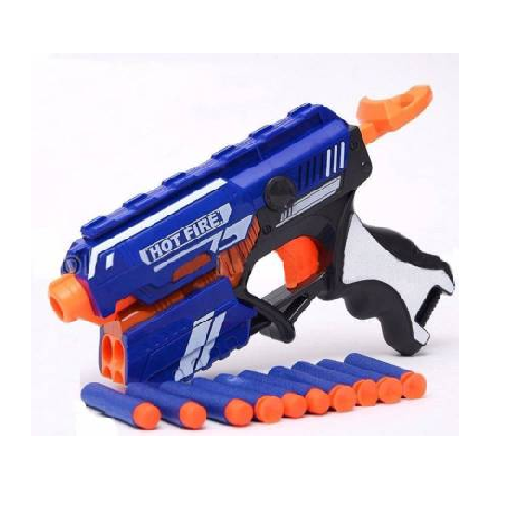 Agile Soft Bullet Gun Hot Fire Shooting Gun Toys with 5 Foam Bullets & 5 Suction Guns & Darts (Blue)