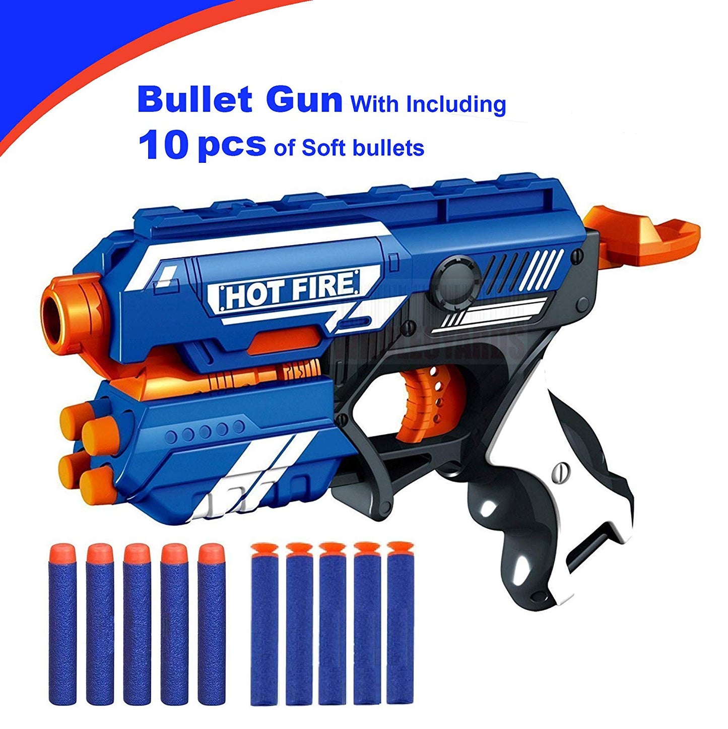 Agile Soft Bullet Gun Hot Fire Shooting Gun Toys with 5 Foam Bullets & 5 Suction Guns & Darts (Blue)