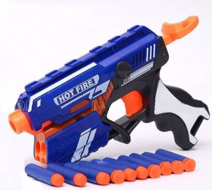 Agile Soft Bullet Gun Hot Fire Shooting Gun Toys with 5 Foam Bullets & 5 Suction Guns & Darts (Blue)