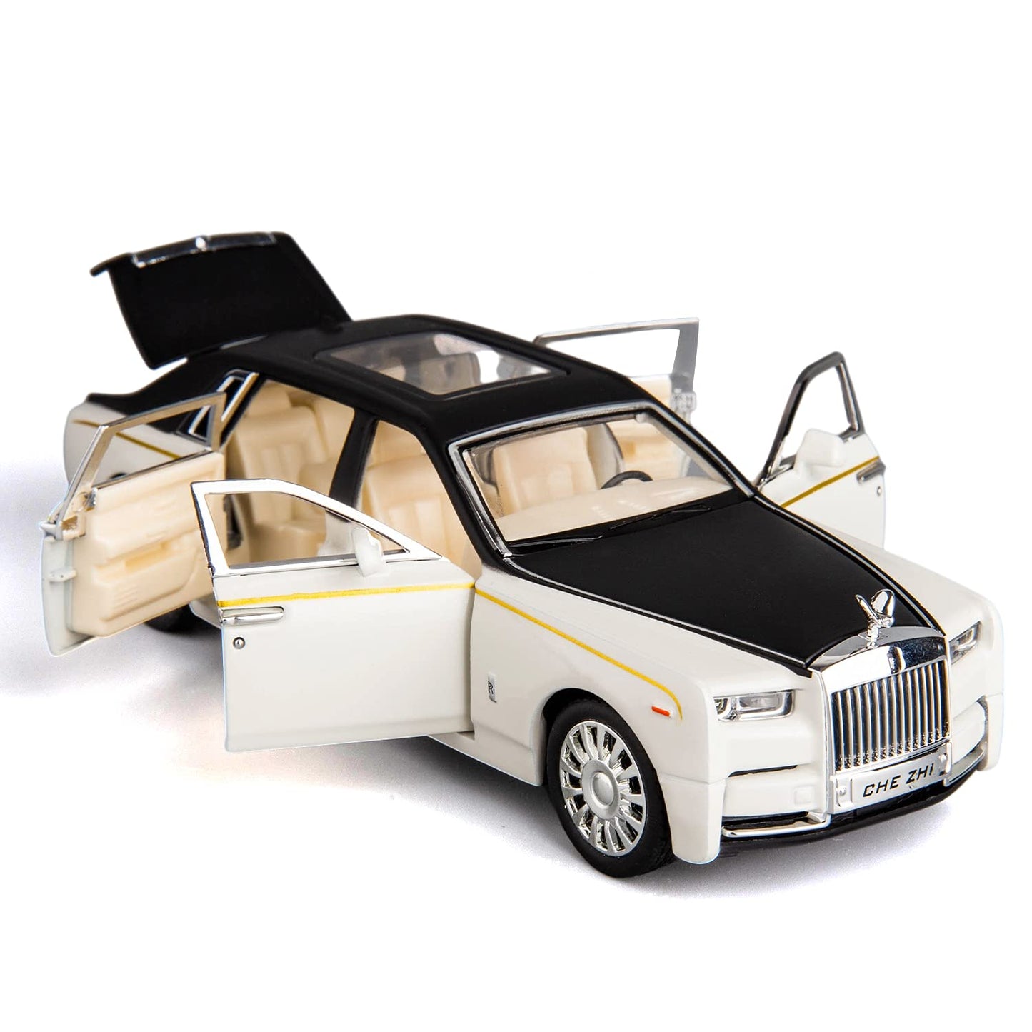 Rolls-Royce Phantom Model Car,Zinc Alloy Pull Back Toy car with Sound and Light for Kids Boy Girl Gift(White)