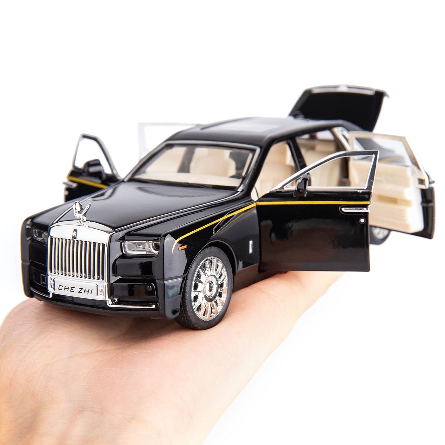 Rolls-Royce Phantom Model Car,Zinc Alloy Pull Back Toy car with Sound and Light for Kids Boy Girl Gift(White)