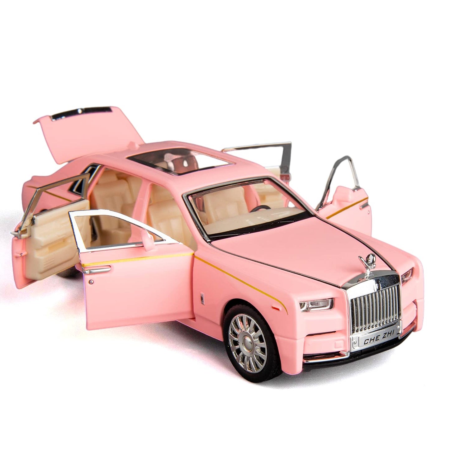 Rolls-Royce Phantom Model Car,Zinc Alloy Pull Back Toy car with Sound and Light for Kids Boy Girl Gift(White)