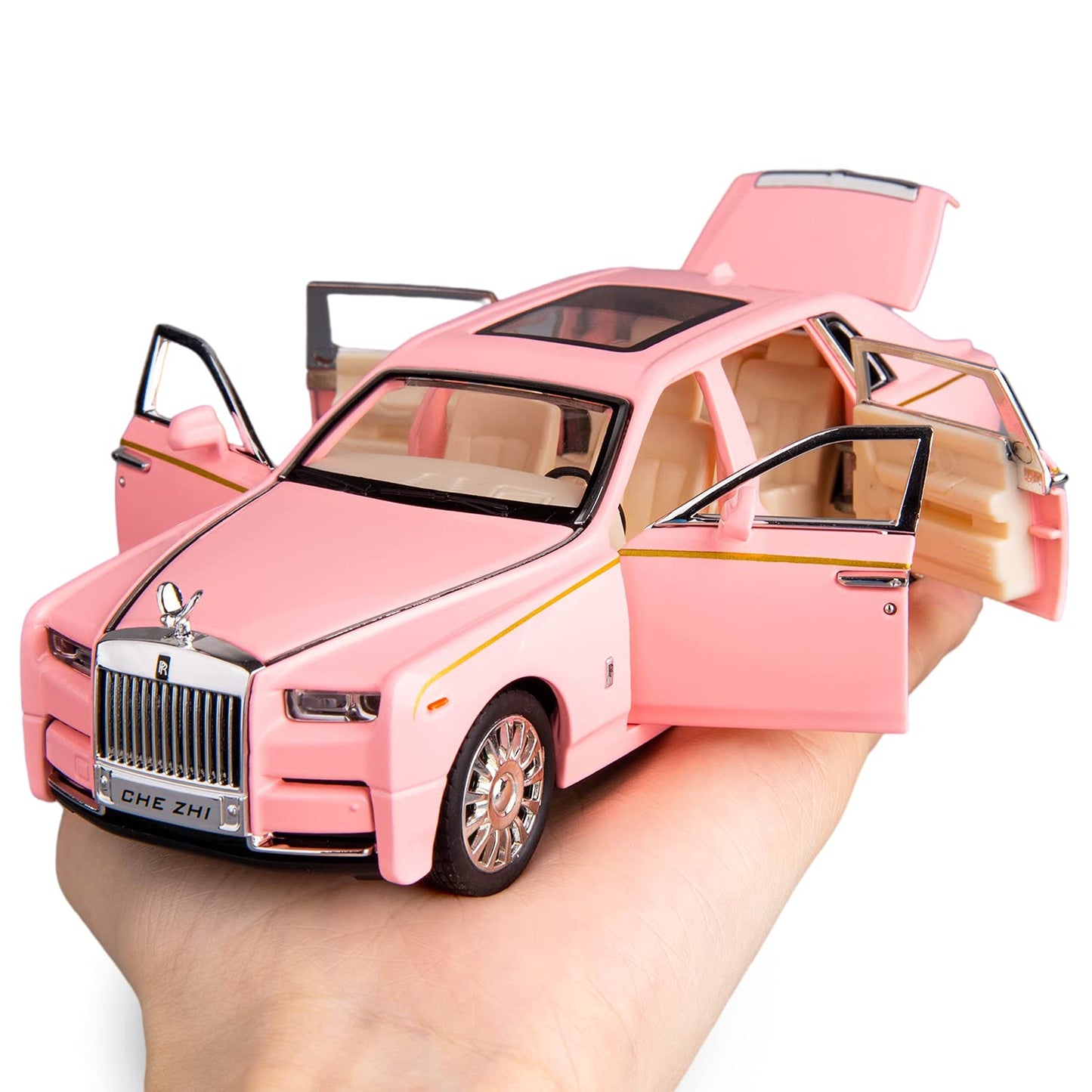 Rolls-Royce Phantom Model Car,Zinc Alloy Pull Back Toy car with Sound and Light for Kids Boy Girl Gift(White)